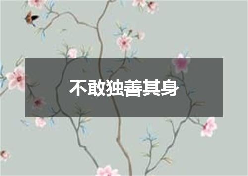 不敢独善其身