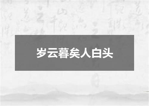 岁云暮矣人白头