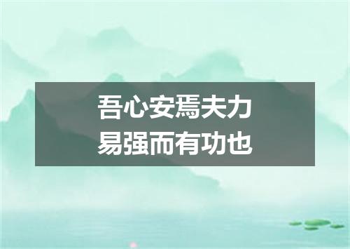 吾心安焉夫力易强而有功也