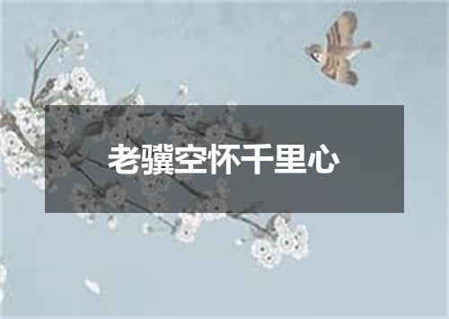 老骥空怀千里心