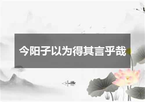 今阳子以为得其言乎哉