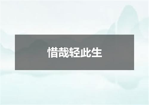 惜哉轻此生
