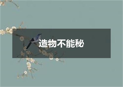 造物不能秘