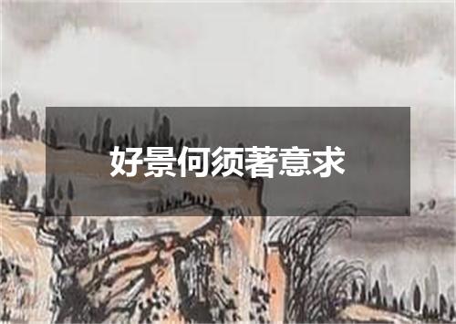 好景何须著意求