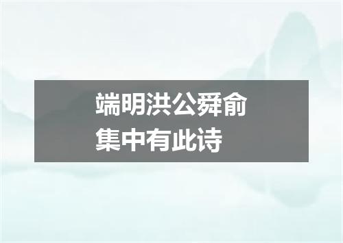 端明洪公舜俞集中有此诗