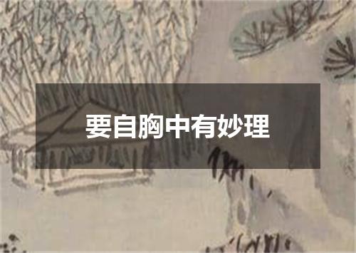 要自胸中有妙理