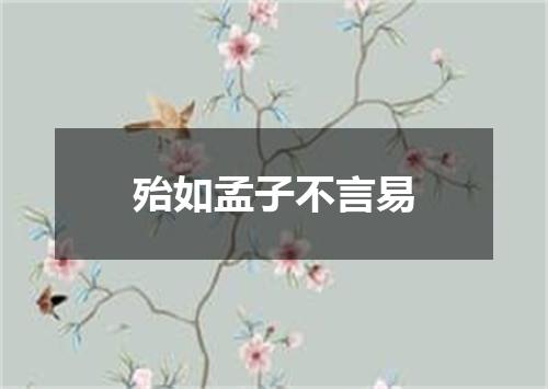殆如孟子不言易