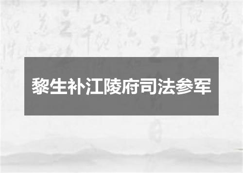 黎生补江陵府司法参军
