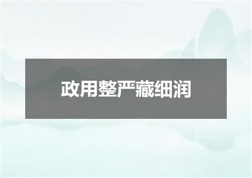 政用整严藏细润