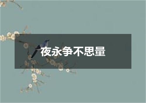 夜永争不思量