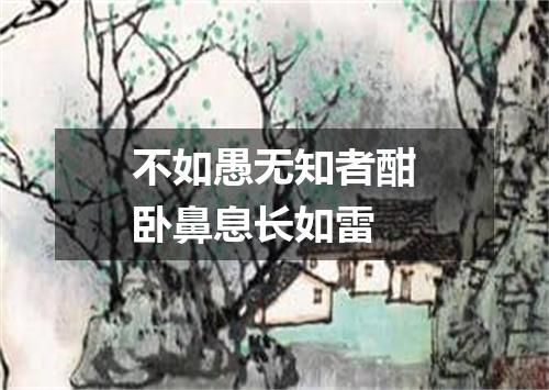 不如愚无知者酣卧鼻息长如雷