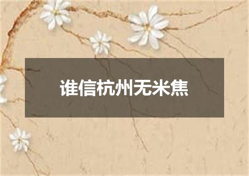 谁信杭州无米焦