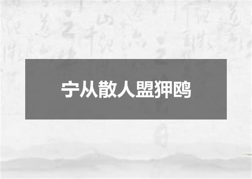 宁从散人盟狎鸥
