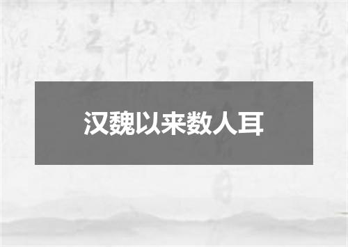 汉魏以来数人耳