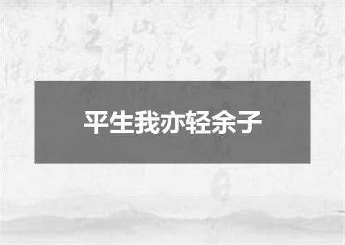 平生我亦轻余子