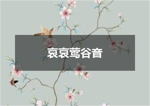 哀哀莺谷音
