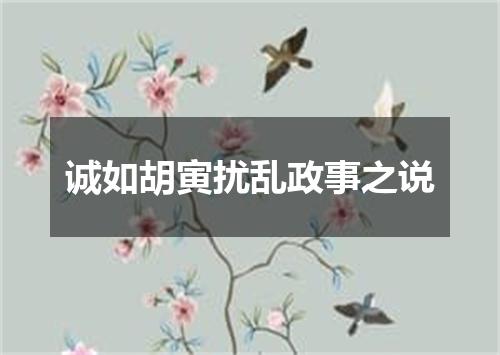 诚如胡寅扰乱政事之说