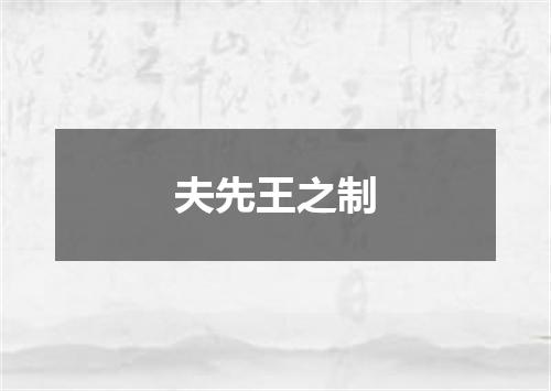 夫先王之制