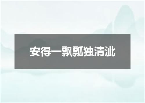安得一飘瓢独清泚