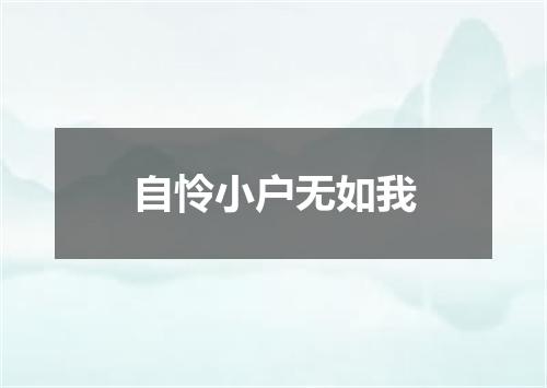 自怜小户无如我