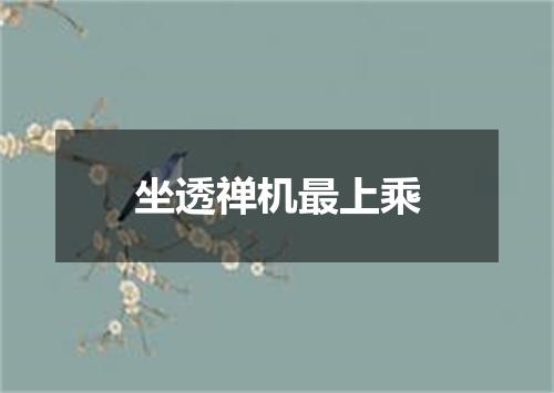 坐透禅机最上乘