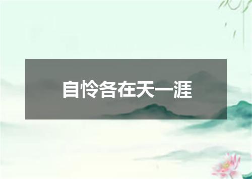 自怜各在天一涯