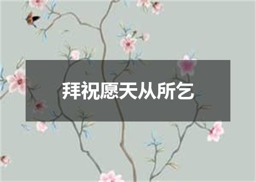 拜祝愿天从所乞
