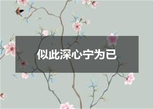 似此深心宁为已