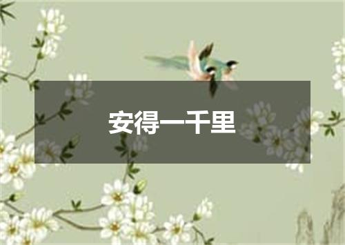 安得一千里