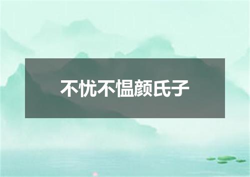 不忧不愠颜氏子