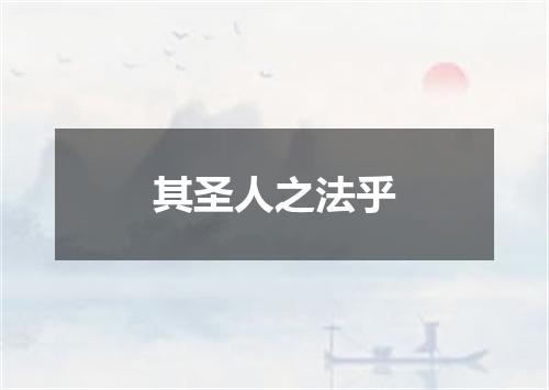 其圣人之法乎