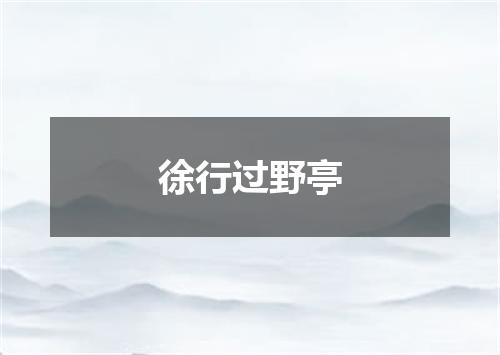 徐行过野亭
