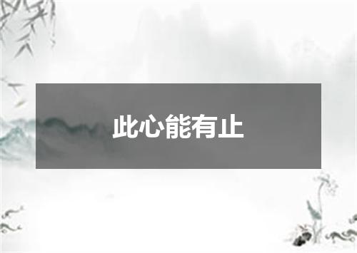此心能有止