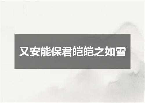 又安能保君皑皑之如雪