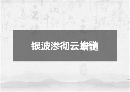 银波渗彻云蟾髓
