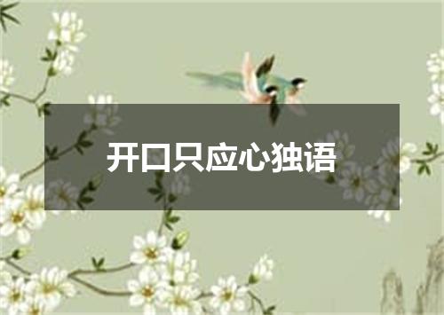 开口只应心独语