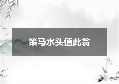 策马水头值此翁