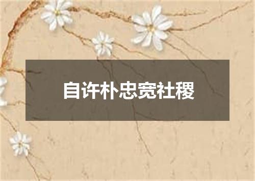 自许朴忠宽社稷