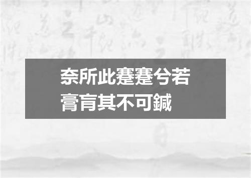 奈所此蹇蹇兮若膏肓其不可鍼