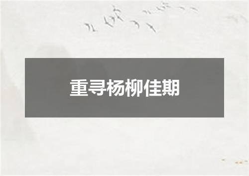 重寻杨柳佳期