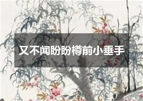 又不闻盼盼樽前小垂手