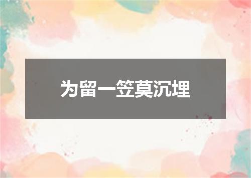 为留一笠莫沉埋