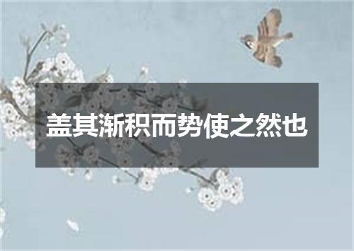 盖其渐积而势使之然也