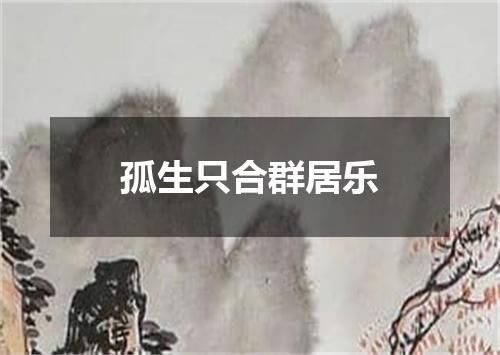 孤生只合群居乐