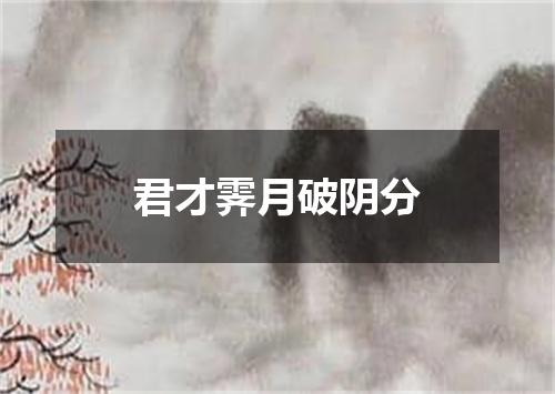 君才霁月破阴分