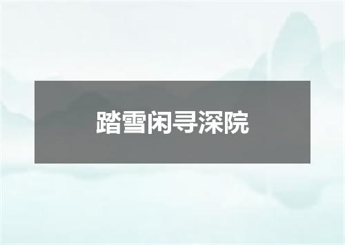 踏雪闲寻深院