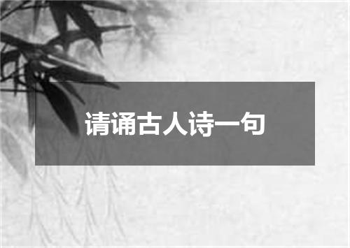 请诵古人诗一句