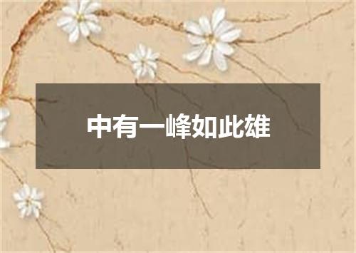 中有一峰如此雄