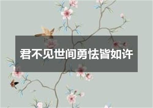 君不见世间勇怯皆如许
