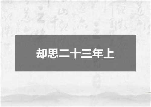 却思二十三年上